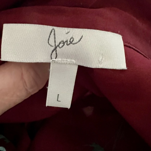 HOT LOOK! Joie 100% Silk Long Sleeve Blouse Size Large, Neck Tie, 10 Button Cuff - Picture 11 of 14